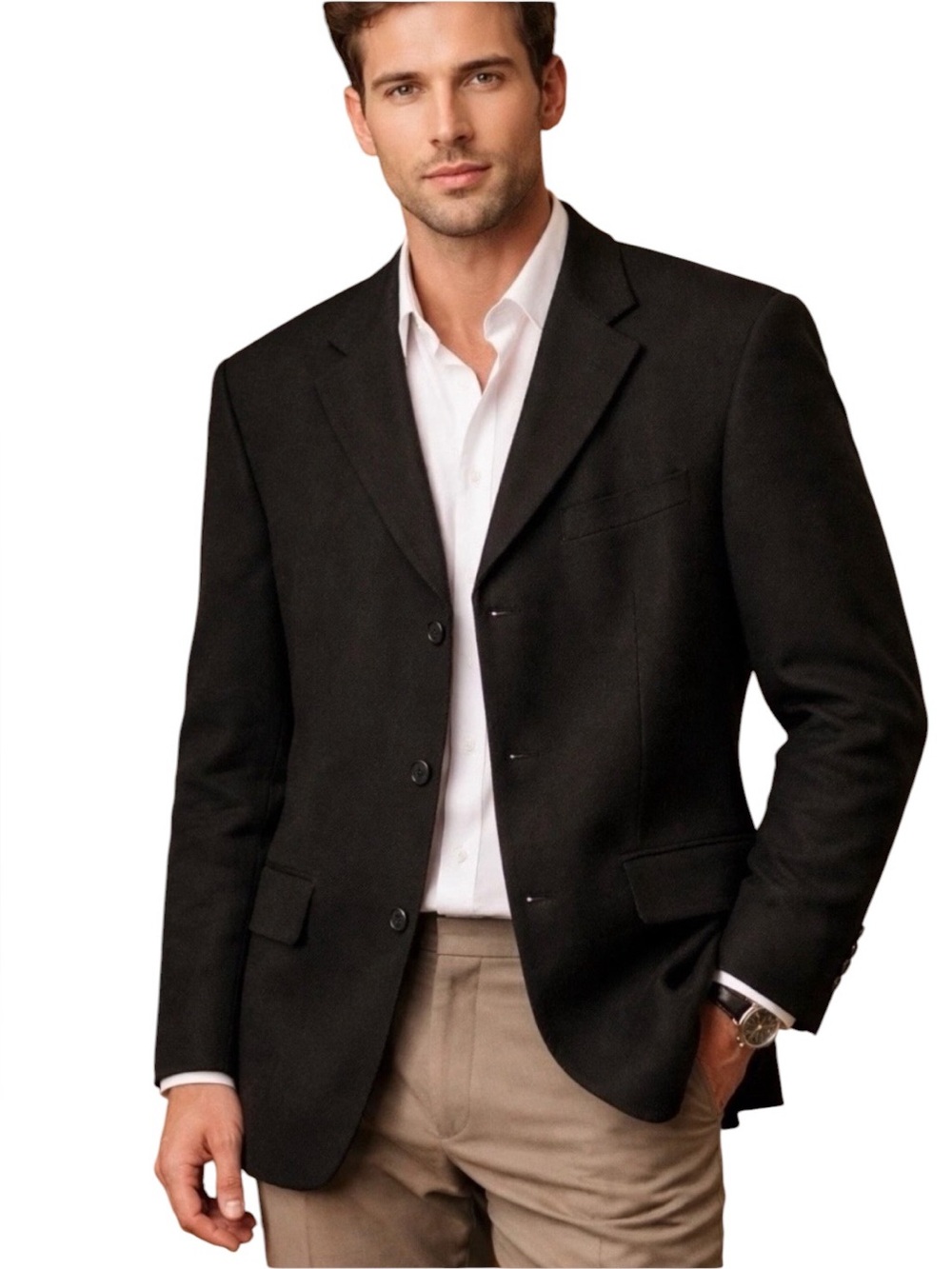 Oscar De La Renta Black 100% Wool Sports Coat/Blazer Size 42 R
